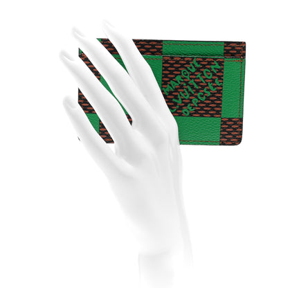 Louis Vuitton Damier Pop Porte Cartes Simple Card Holder Green 2 of 6