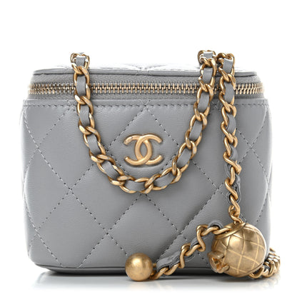 Chanel Lambskin Quilted Pearl Crush Mini Vanity Case With Chain Grey 1 of 4