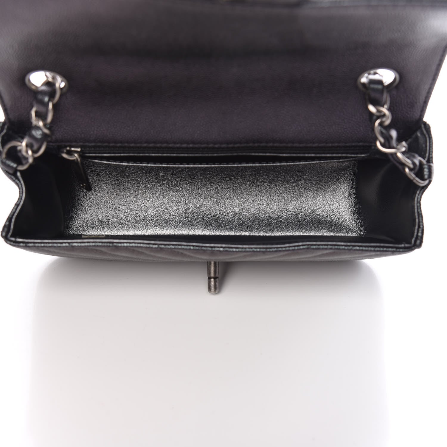 Chanel Metallic Caviar Chevron Quilted Mini Rectangular Flap Black 5 of 9
