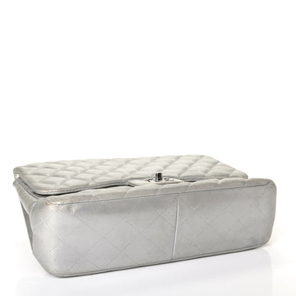 Chanel Metallic Lambskin Quilted Jumbo Single Flap Silver 3 of 4