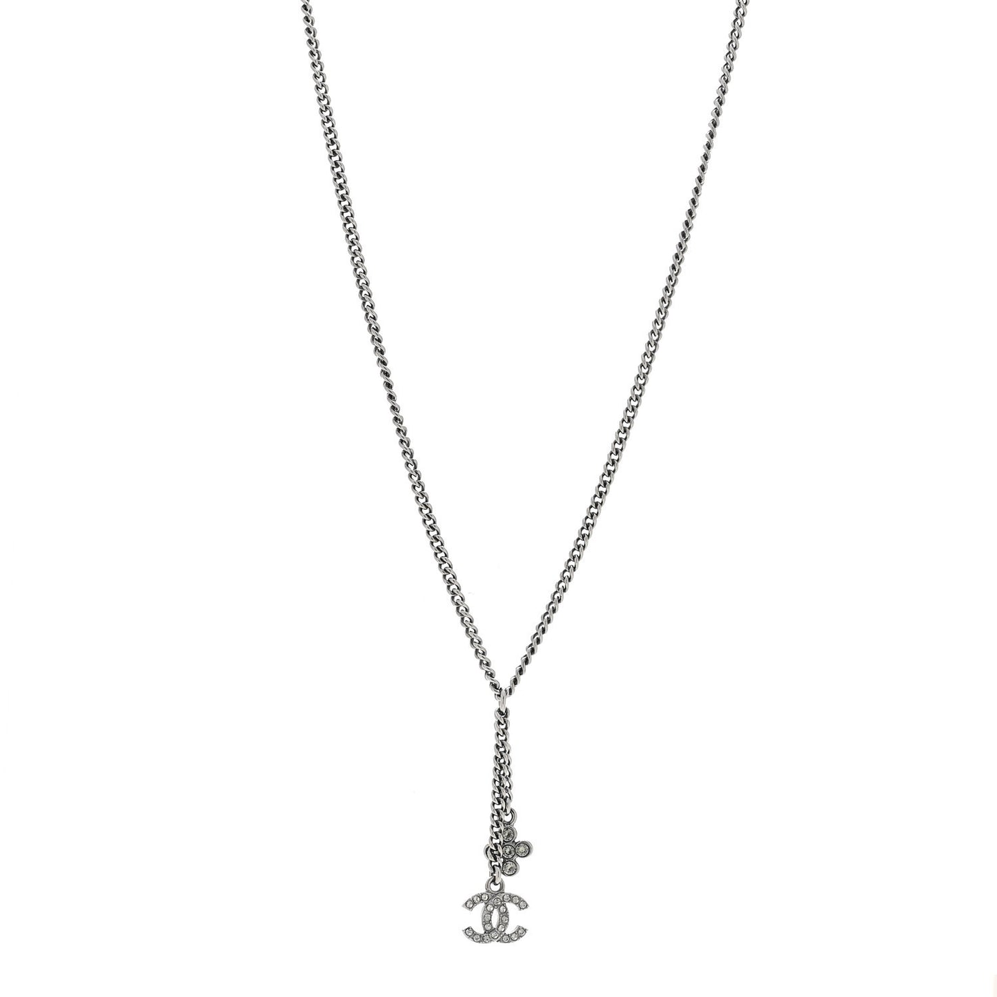 Ruthenium Crystal Flower CC Lariat Necklace
