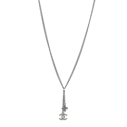 Chanel Ruthenium Crystal Flower CC Lariat Necklace 1 of 6