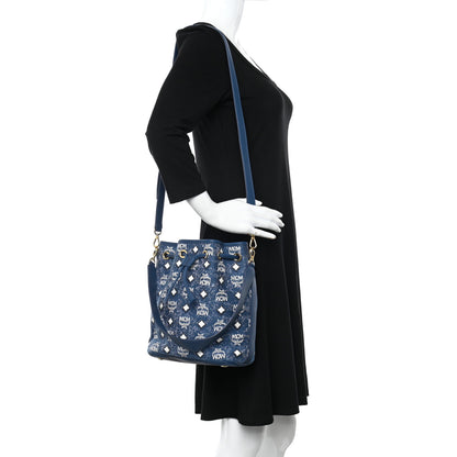 MCM Jacquard Medium Drawstring Blue Denim 2 of 10