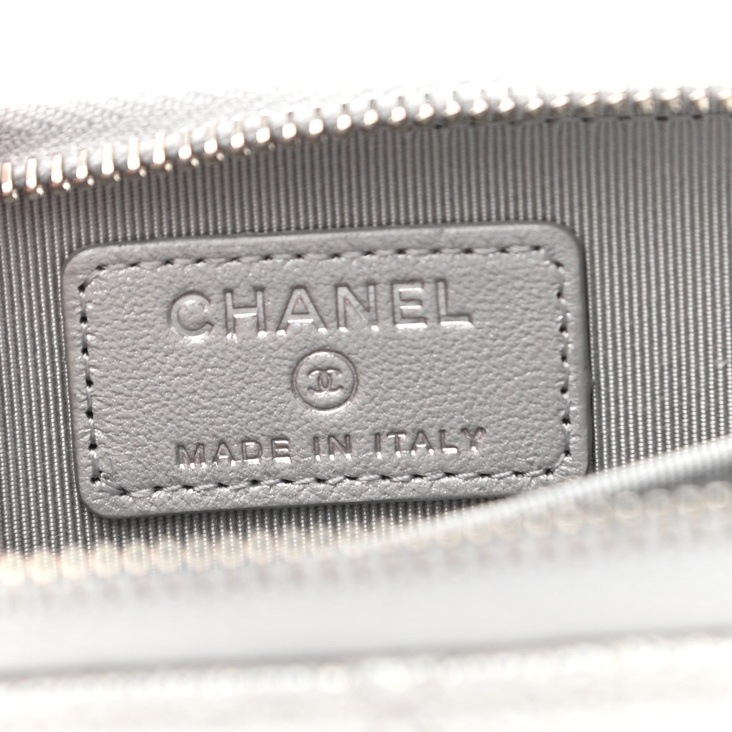 Chanel Glittered Metallic Caviar Quilted Zip Coin Purse Wallet Silver 6 of 7