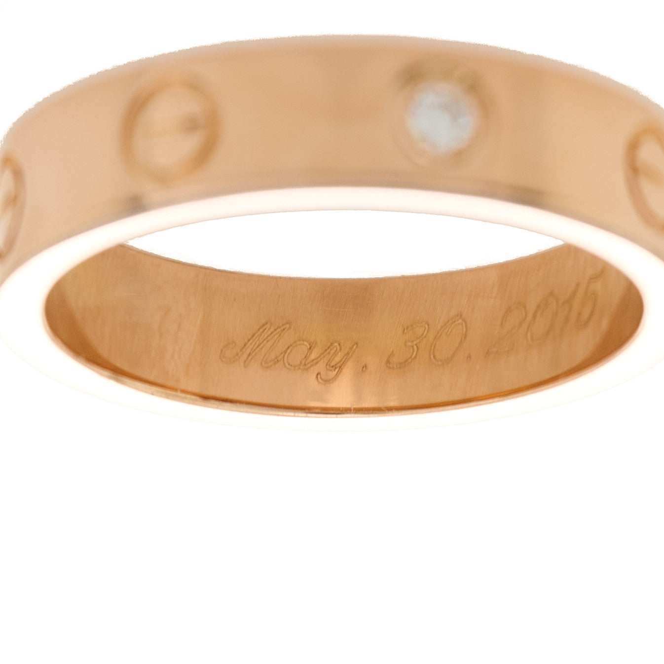 18K Pink Gold Diamond 4mm LOVE Wedding Band Ring 49 5