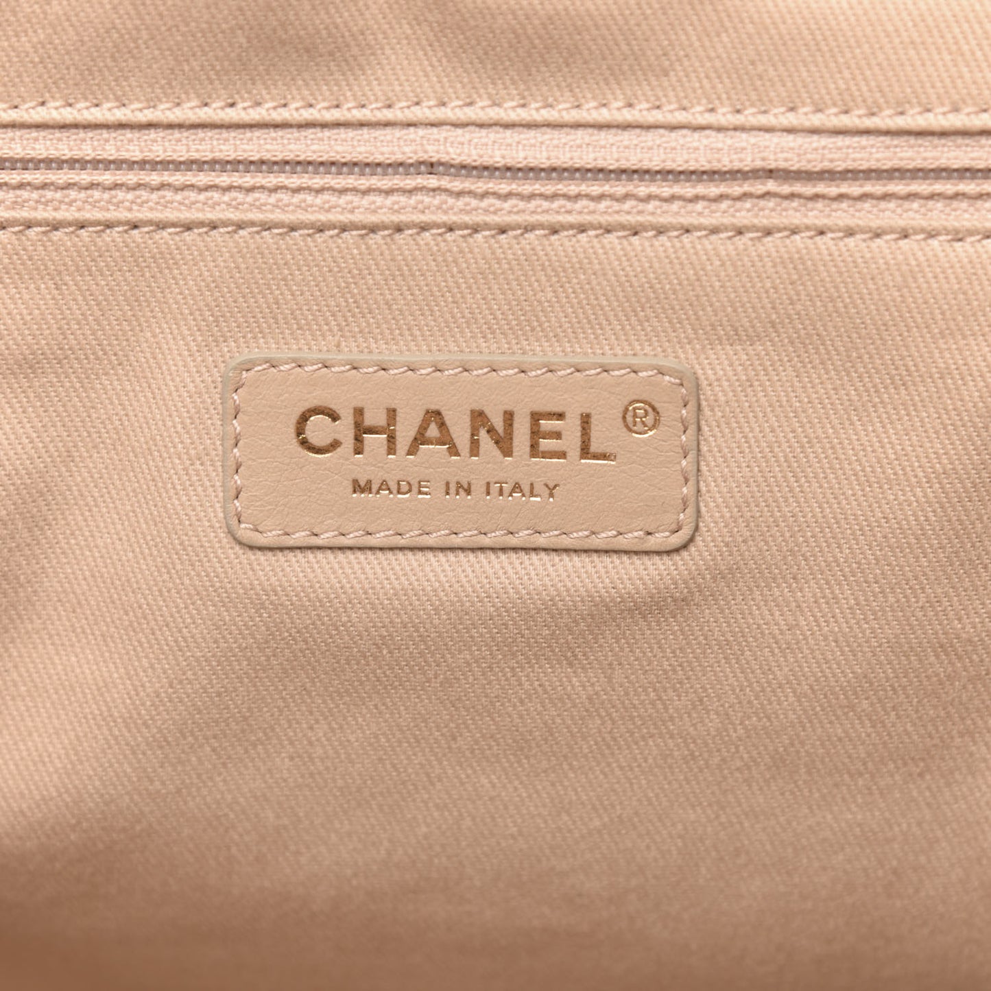 Mixed Fibers Calfskin Medium Deauville Tote Beige