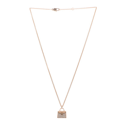 Hermes 18K Rose Gold Diamond Kelly Amulettes Pendant Necklace 3 of 5