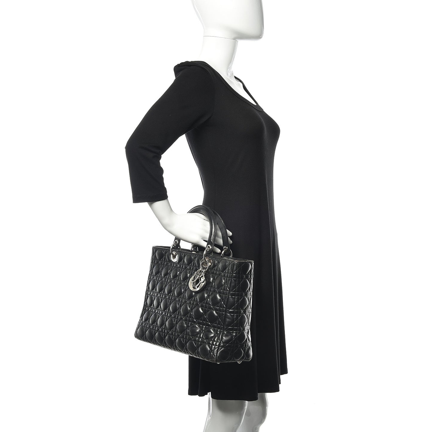 Lambskin Cannage Large Lady Dior Black