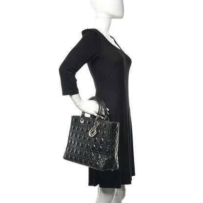 Christian Dior Lambskin Cannage Large Lady Dior Black 2 of 17