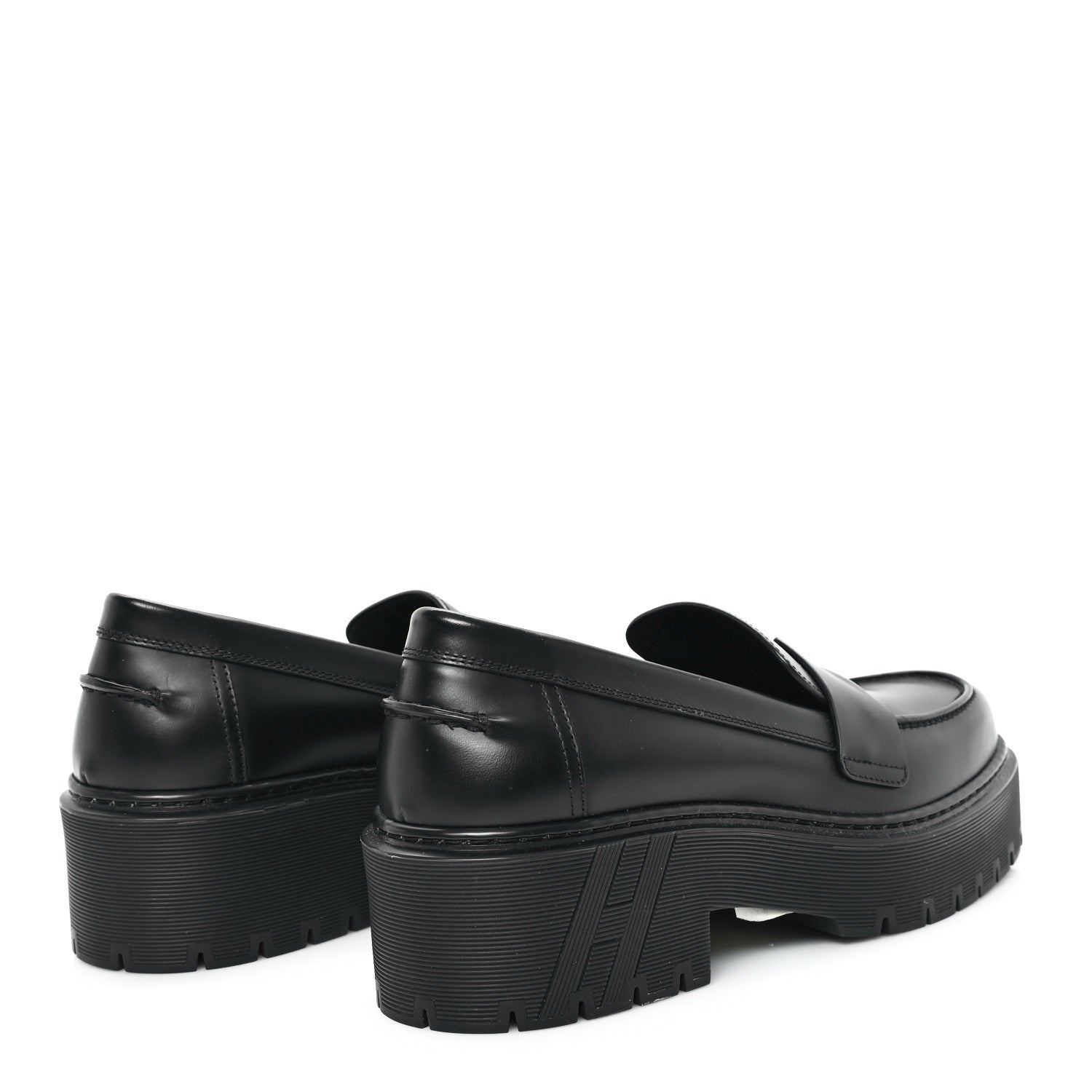 Hermes Glazed Calfskin Womens Hitch Loafers 38 Black 5 of 9