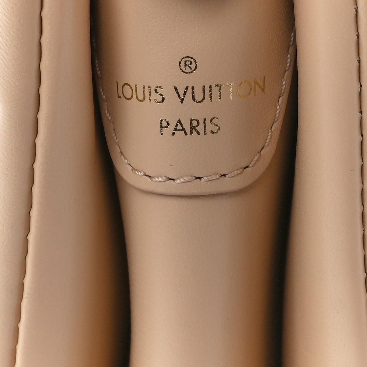 Lambskin Embossed Monogram Coussin MM Beige