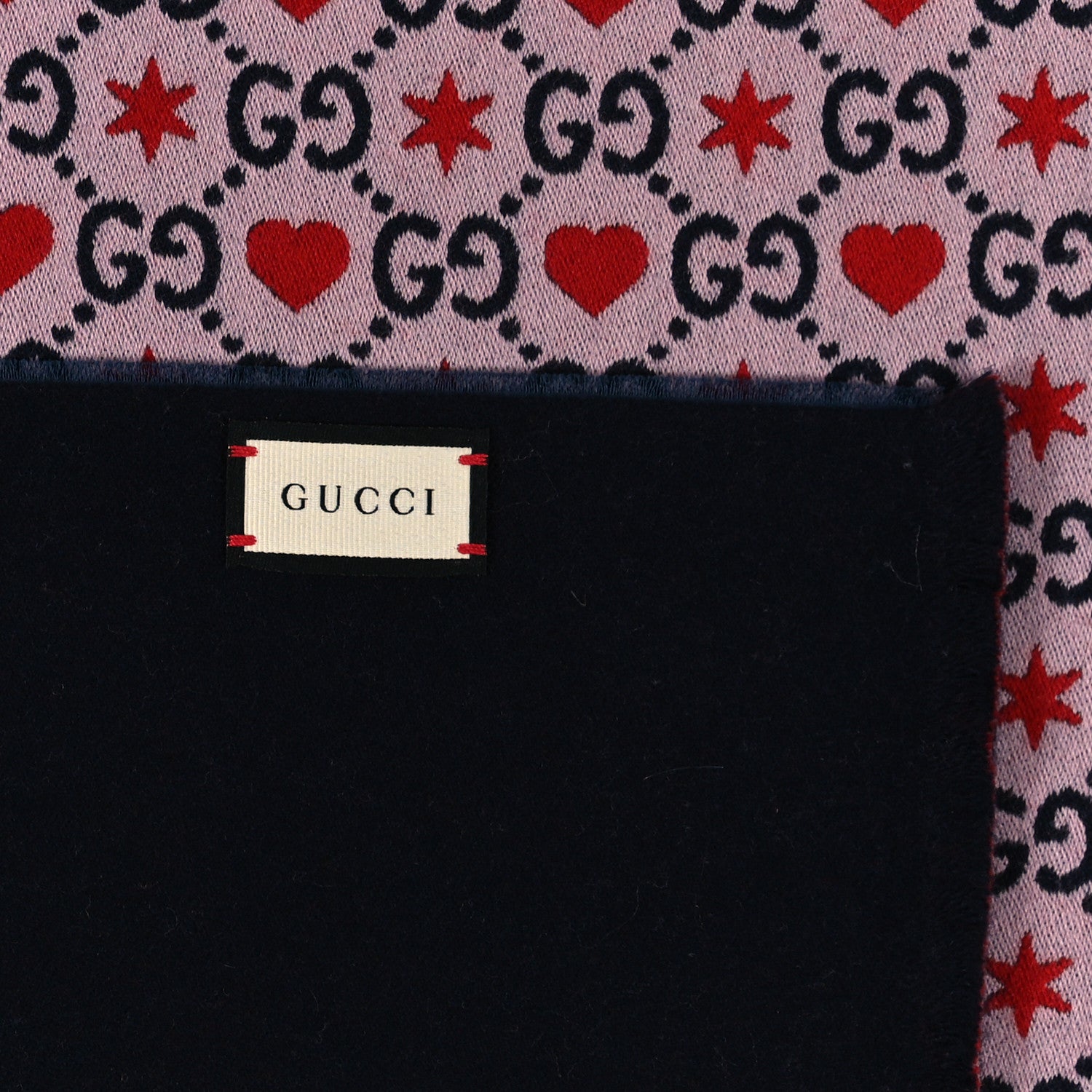 Gucci Wool Cotton GG Monogram MHerry Scarf Violet Pink 3 of 3