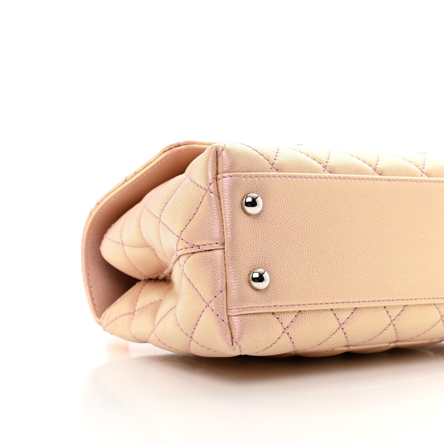 Iridescent Caviar Quilted Mini Coco Handle Flap Pink