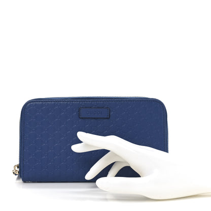 Gucci Guccissima Zip Around Wallet Blue 2 of 7