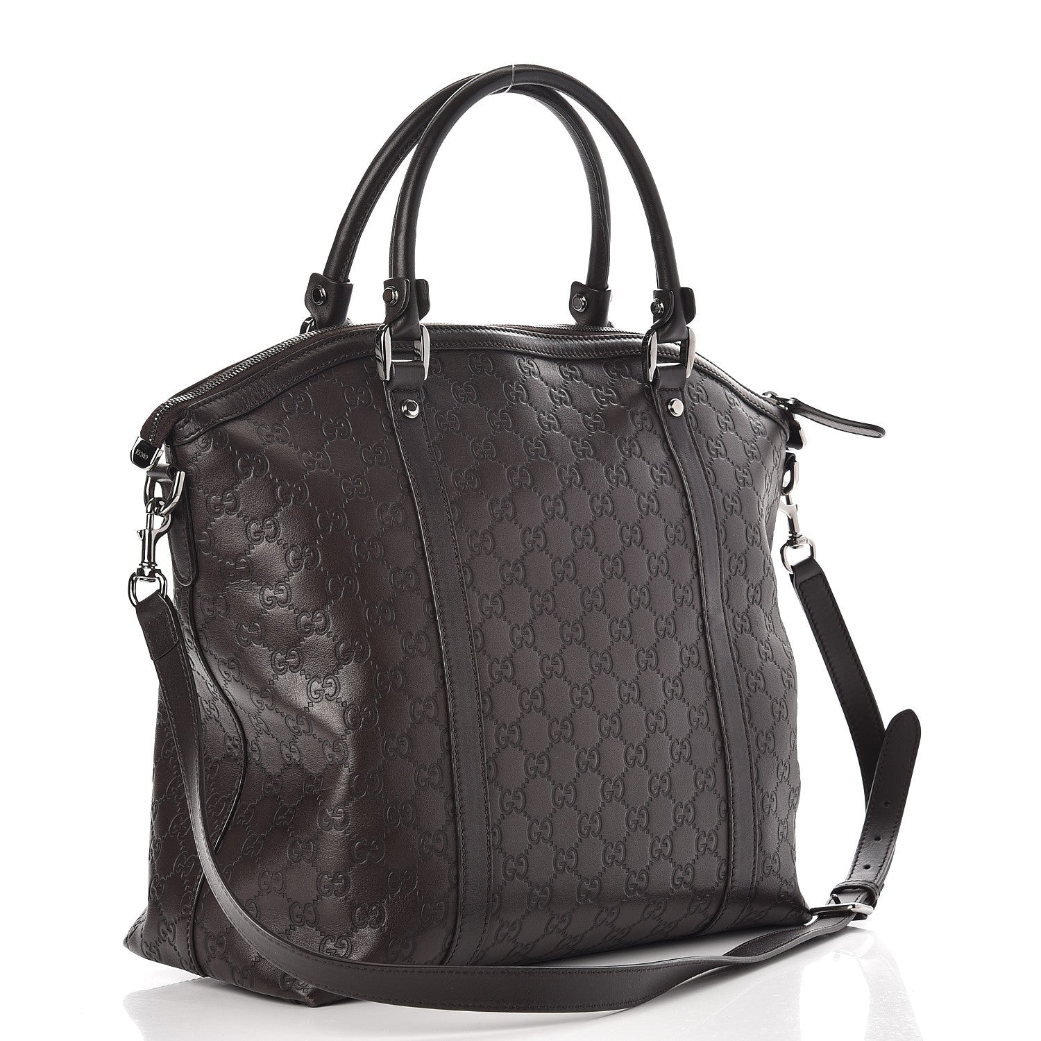 Gucci Guccissima Large GG Charm Convertible Dome Satchel Dark Brown 9 of 11