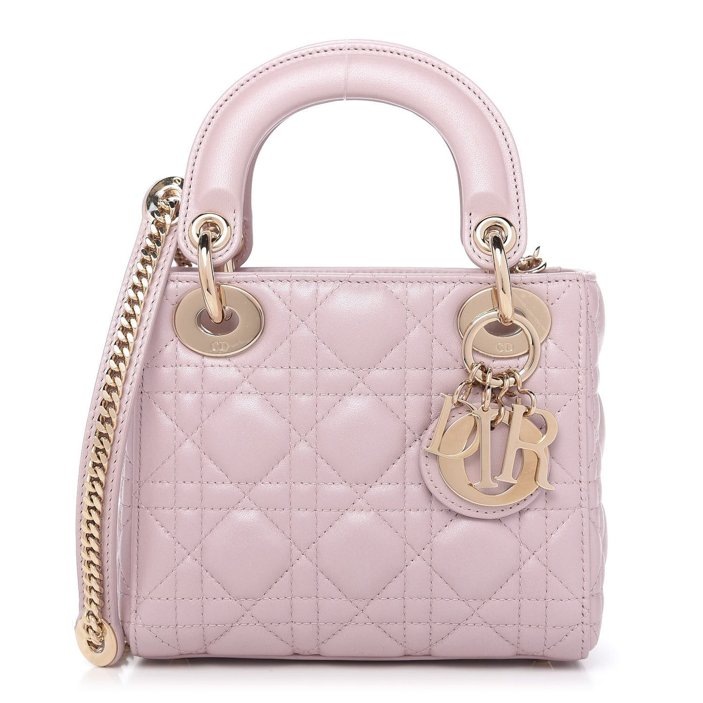 Metallic Lambskin Cannage Mini Lady Dior Lotus