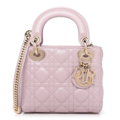 Christian Dior Metallic Lambskin Cannage Mini Lady Dior Lotus 1 of 10