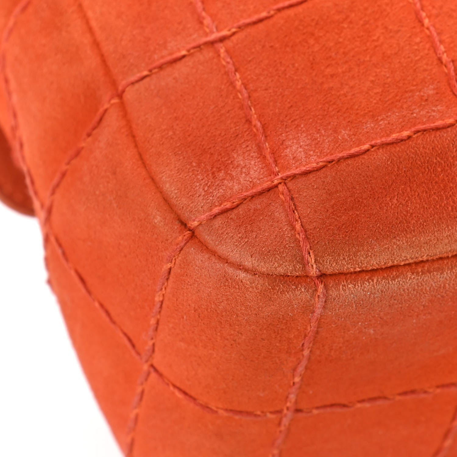 Chanel Suede Square Double Stitch Flap Orange 12 of 17
