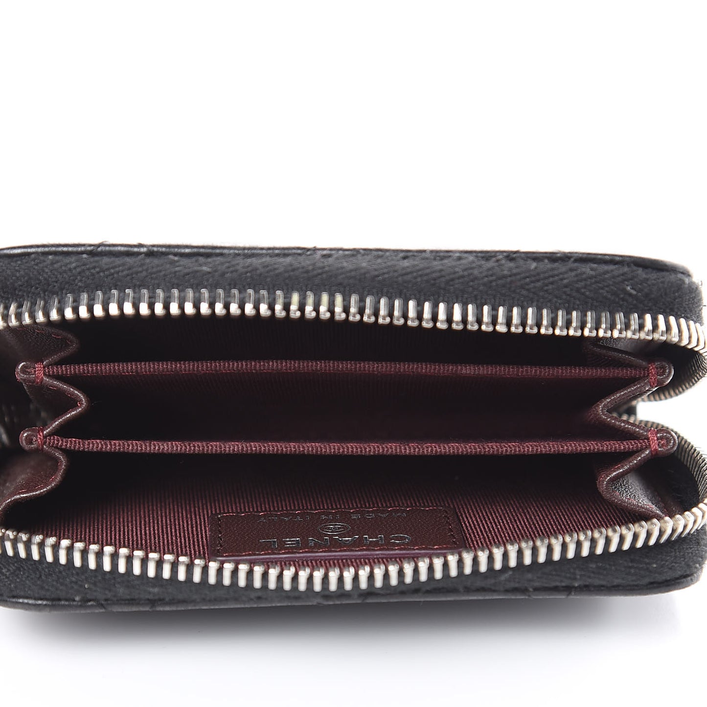 Lambskin Quilted Zip Coin Purse Black