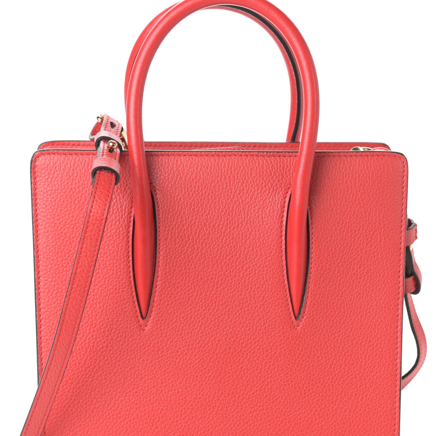 Christian Louboutin Calfskin Patent Studded Small Paloma Red 7 of 9