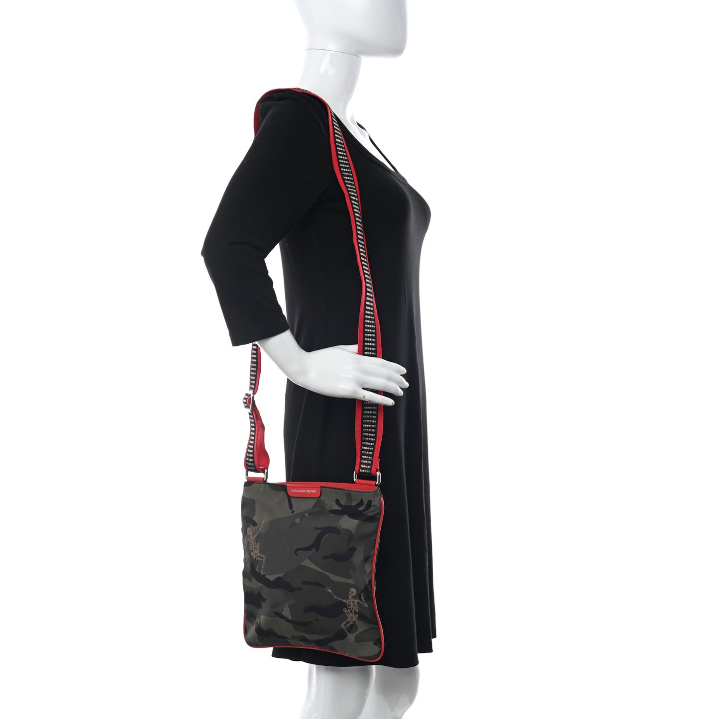 Nylon Camouflage Dancing Skeleton Messenger Bag Red