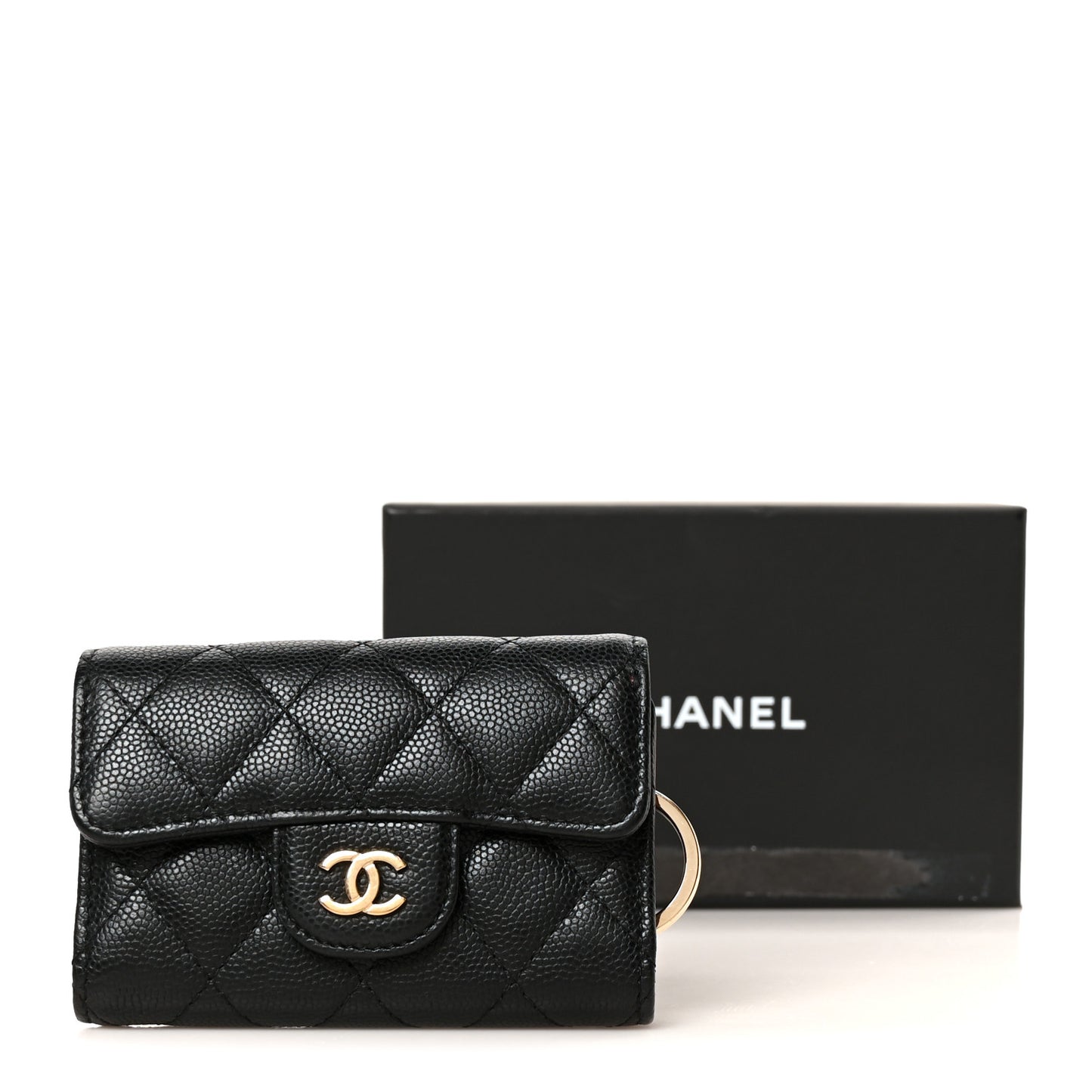 Caviar Quilted Classic 4 Key Holder Wallet Black