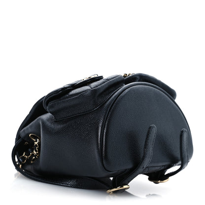 Chanel Shiny Caviar Quilted Small Duma Pockets Drawstring Backpack Black 7 of 11