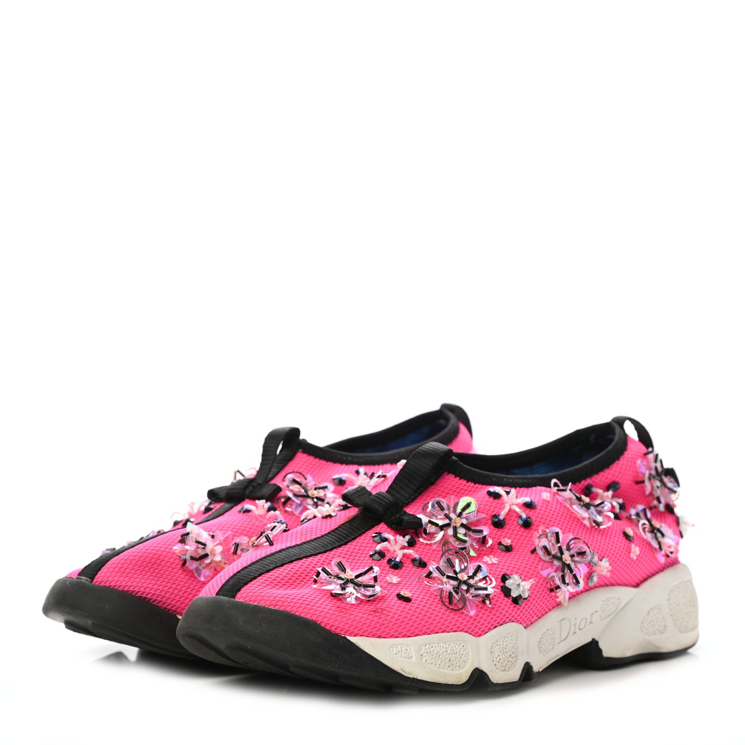 Christian Dior Technical Canvas Embellished Dior Fusion Sneakers 36 Rose Fluo 3 of 8
