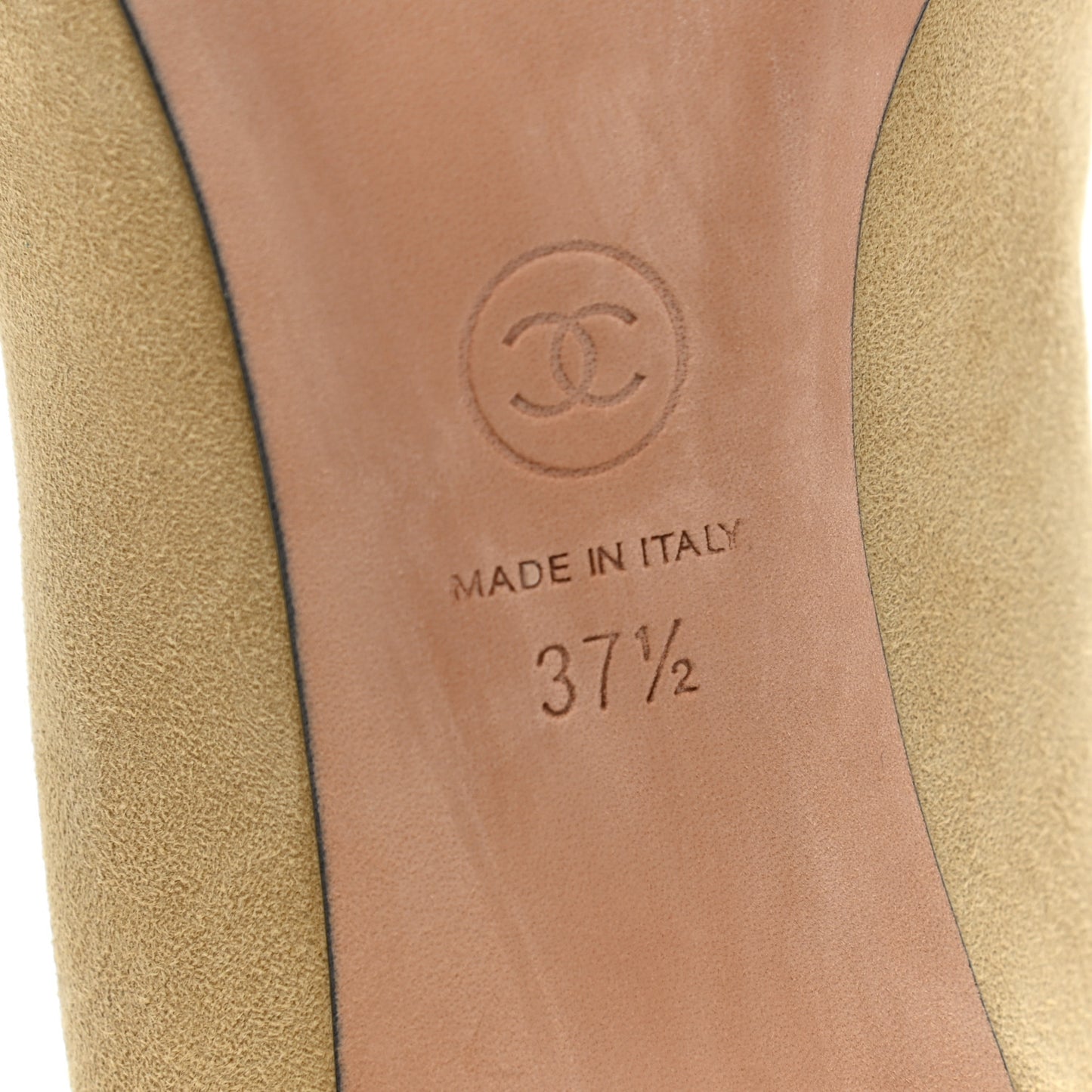 Kid Suede Grosgrain Cap Toe Pumps 37.5 Beige Black