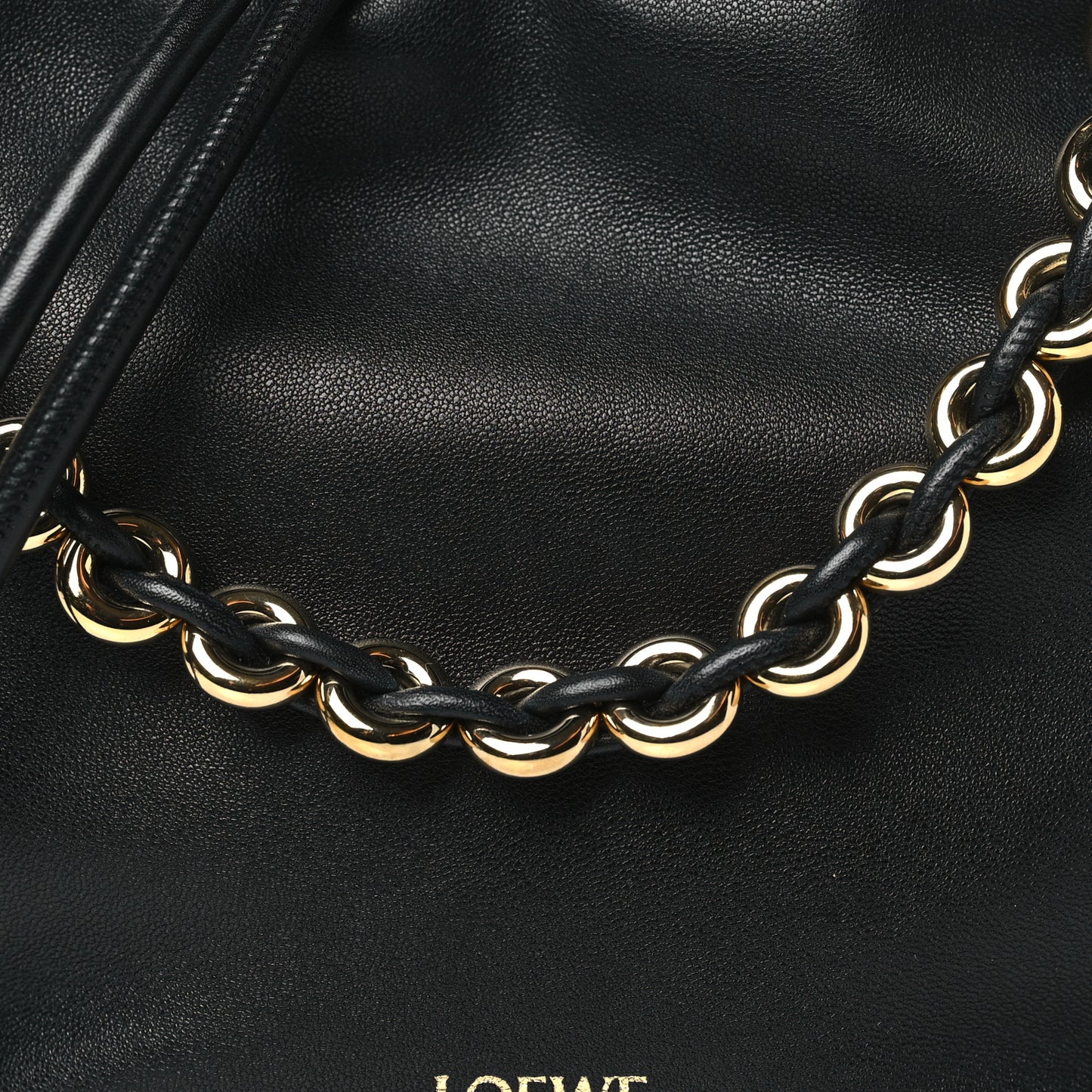 Mellow Nappa Donut Chain Mini Flamenco Knot Clutch Black