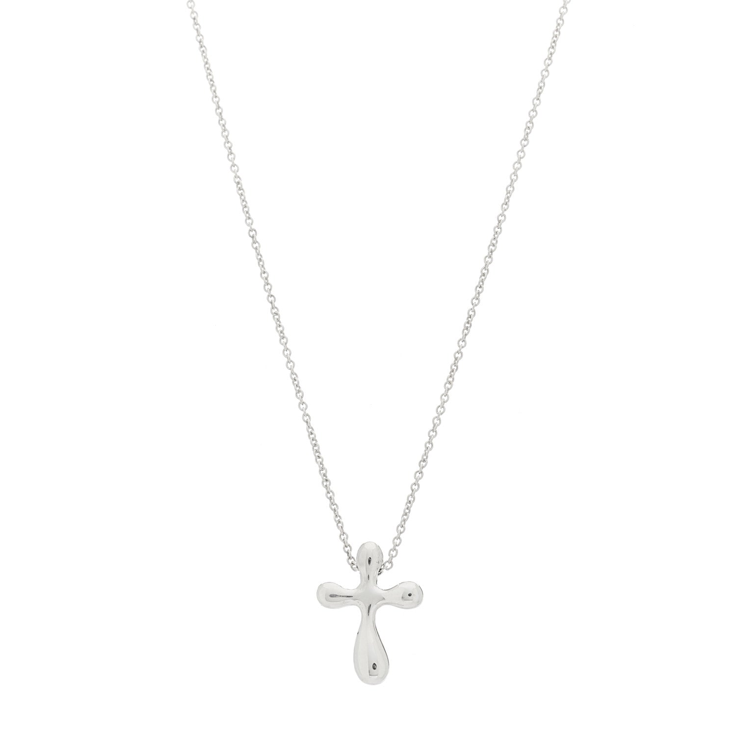 Tiffany Sterling Silver 12mm Elsa Peretti Cross Pendant Necklace 1 of 6