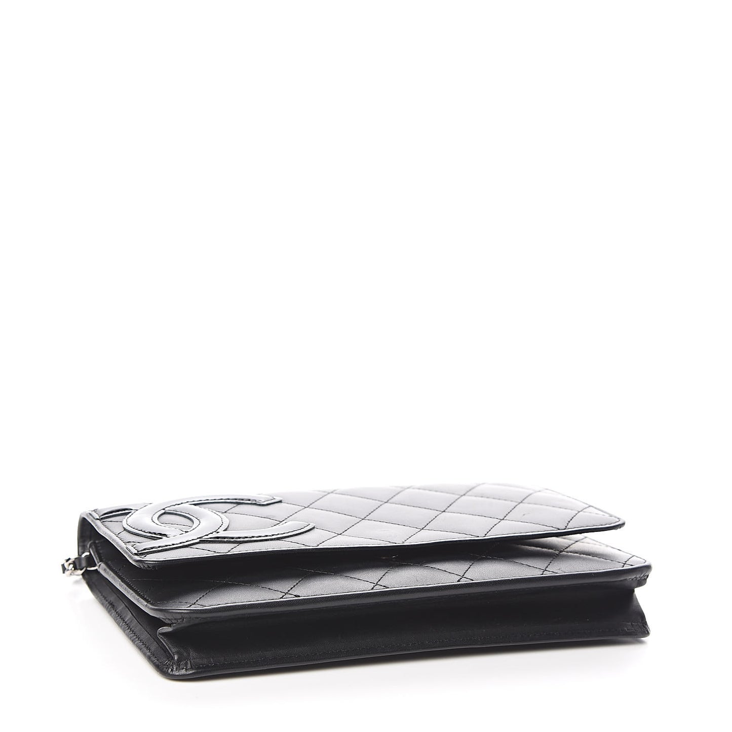 Calfskin Quilted Cambon Wallet On Chain WOC Black