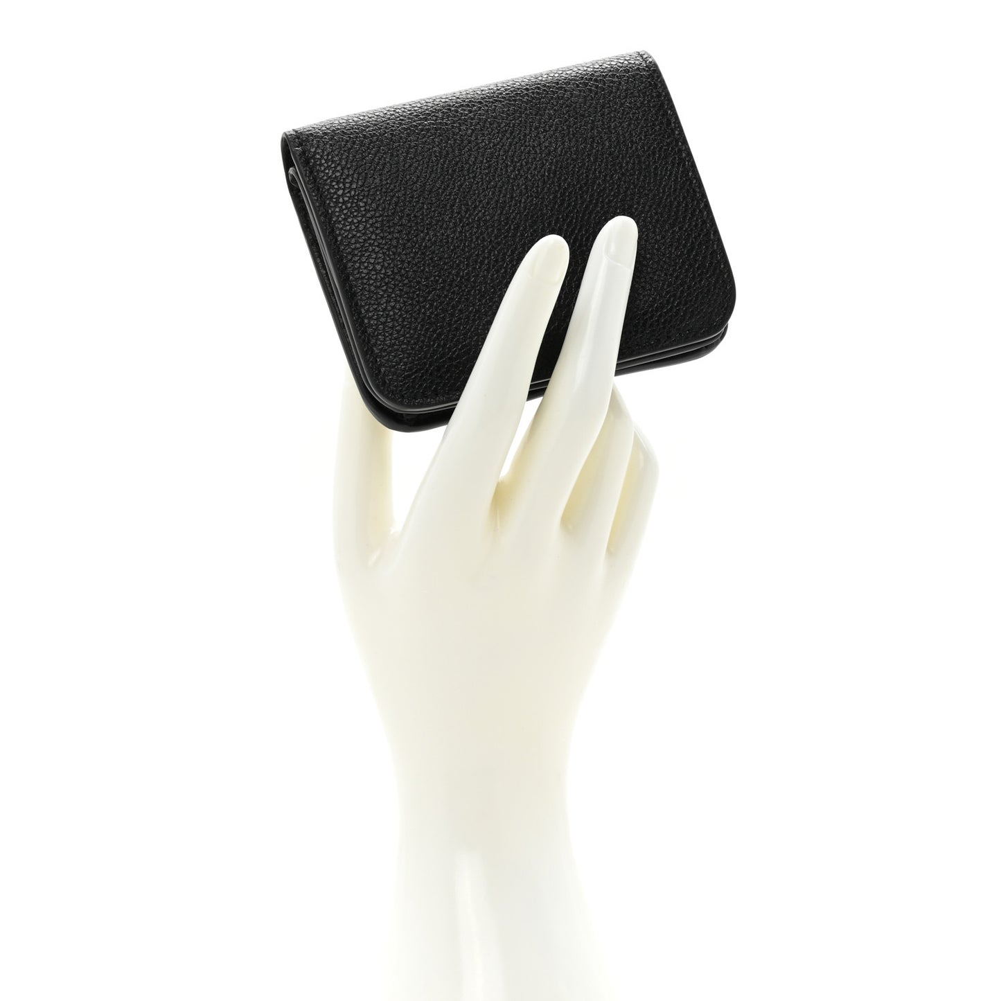 Grained Calfskin Essential Coin Case Card Holder Black