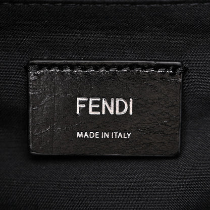 Fendi Recycled Fabric Jacquard Cotton Canvas Vitello Grace FF 1974 Large Convertible Baguette Tobacco Moro Black Beige 6 of 11