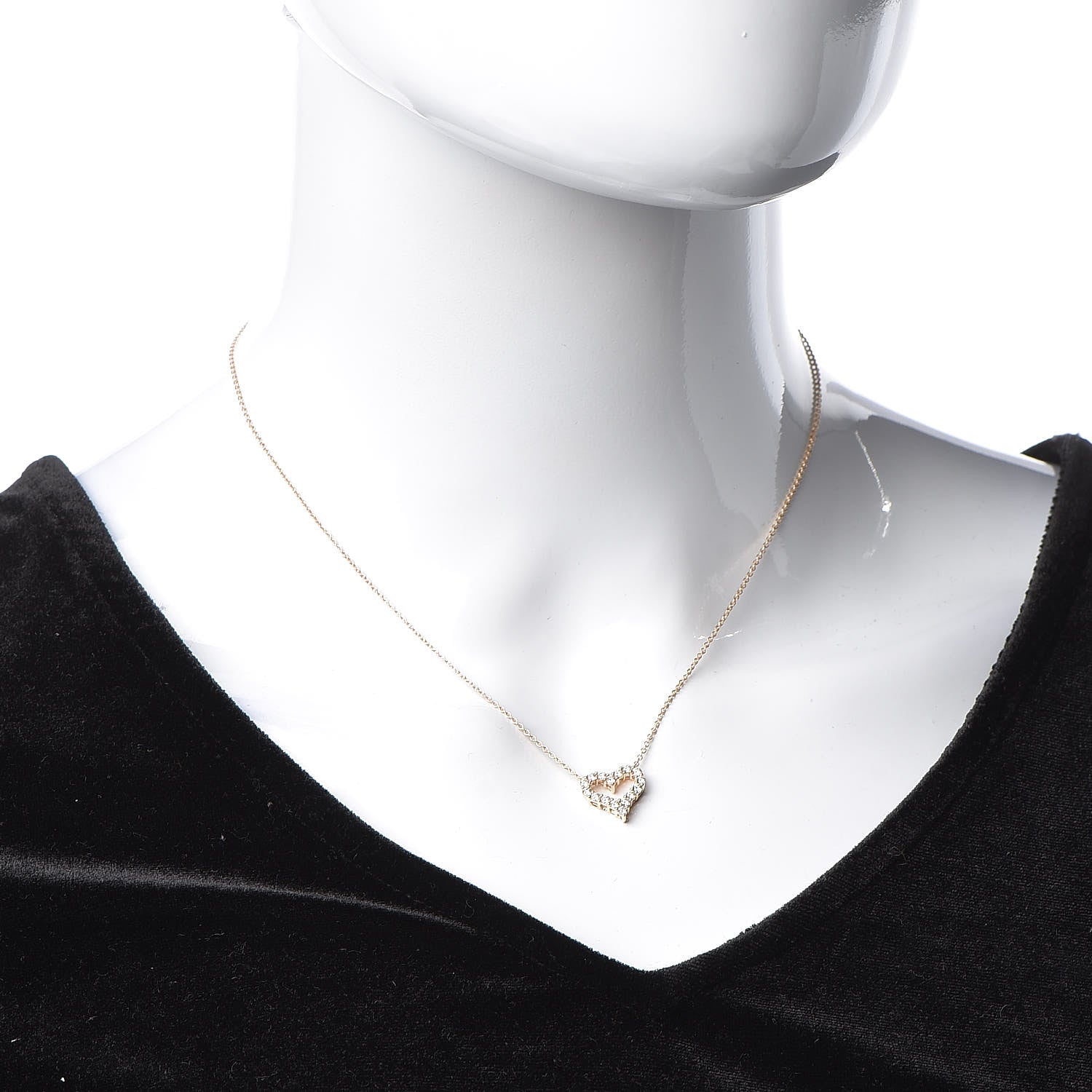 Tiffany 18K Rose Gold Diamond Mini Heart Pendant Necklace 2 of 8