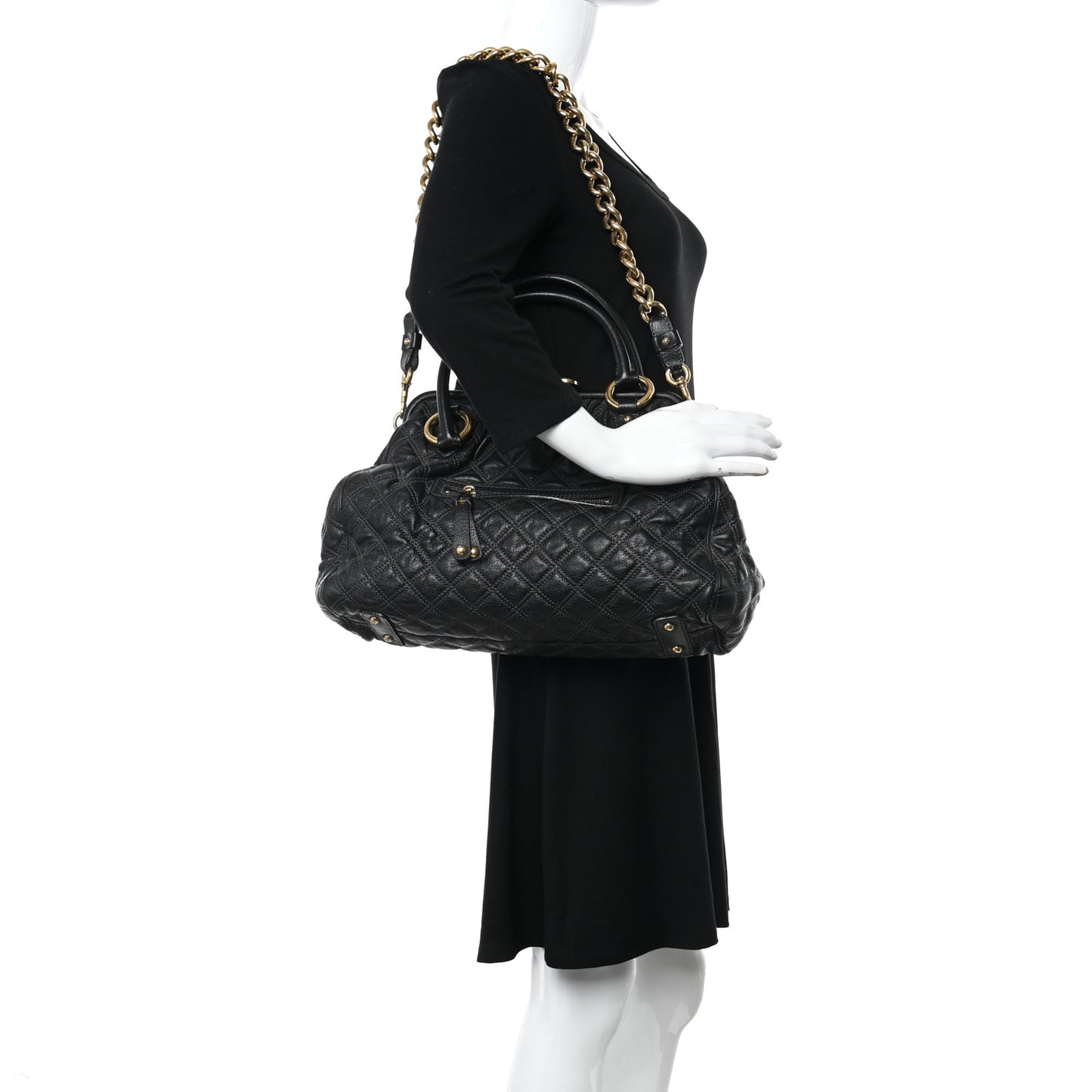 Calfskin Quilted Stam Black