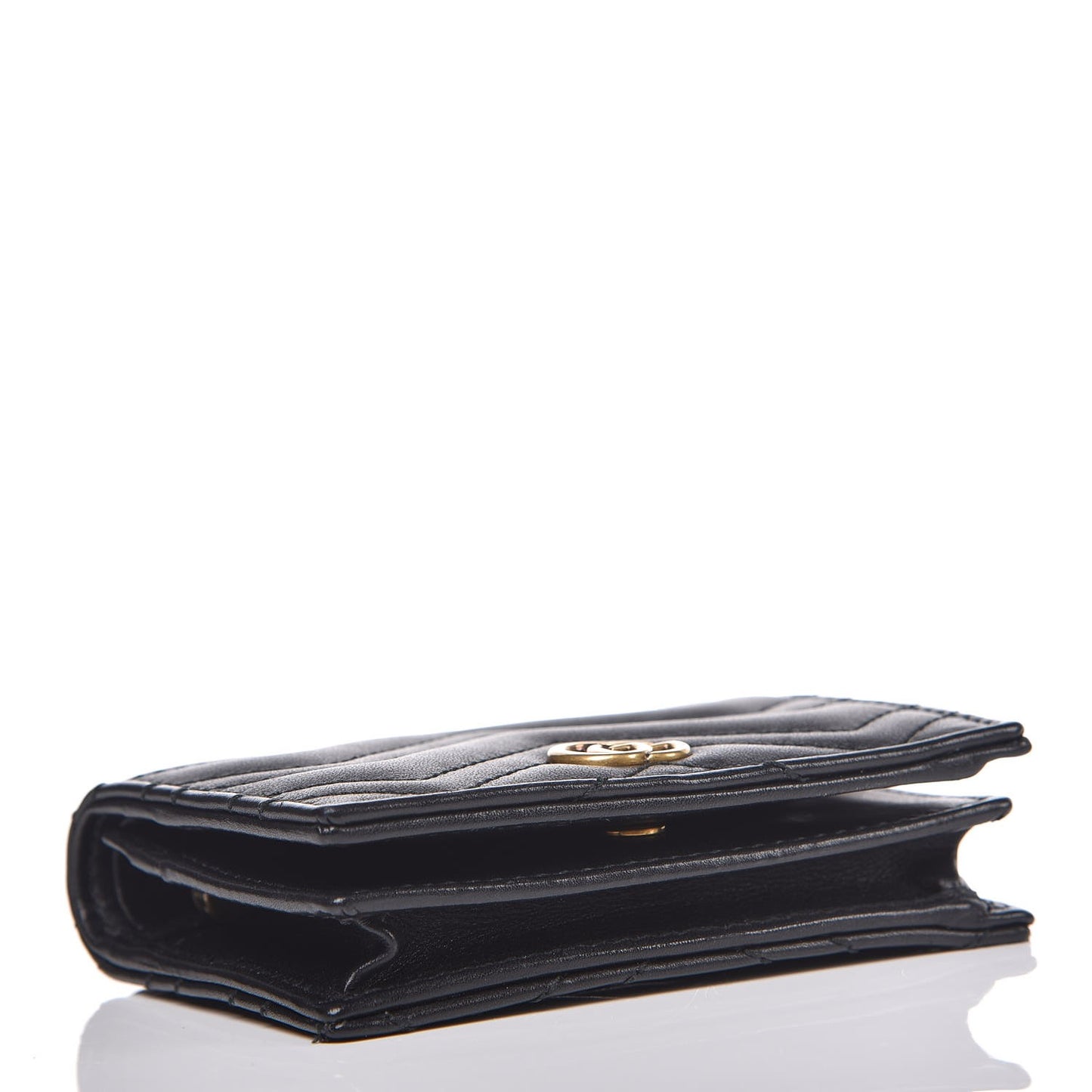 Calfskin Matelasse GG Marmont Card Case Wallet Black
