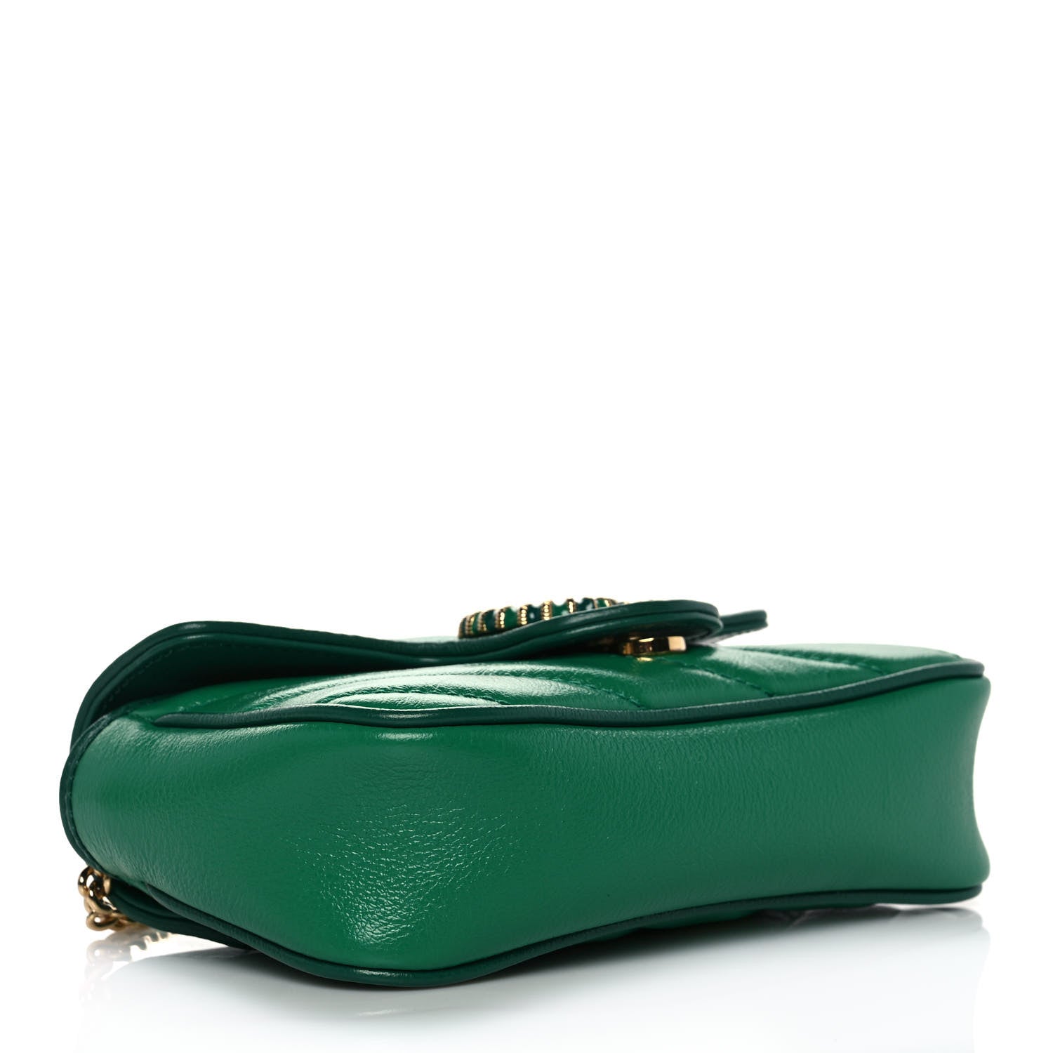 Gucci Azalea Calfskin Enamel Matelasse Diagonal Super Mini Torchon GG Marmont Shoulder Bag New Shamarock Emerald 4 of 11