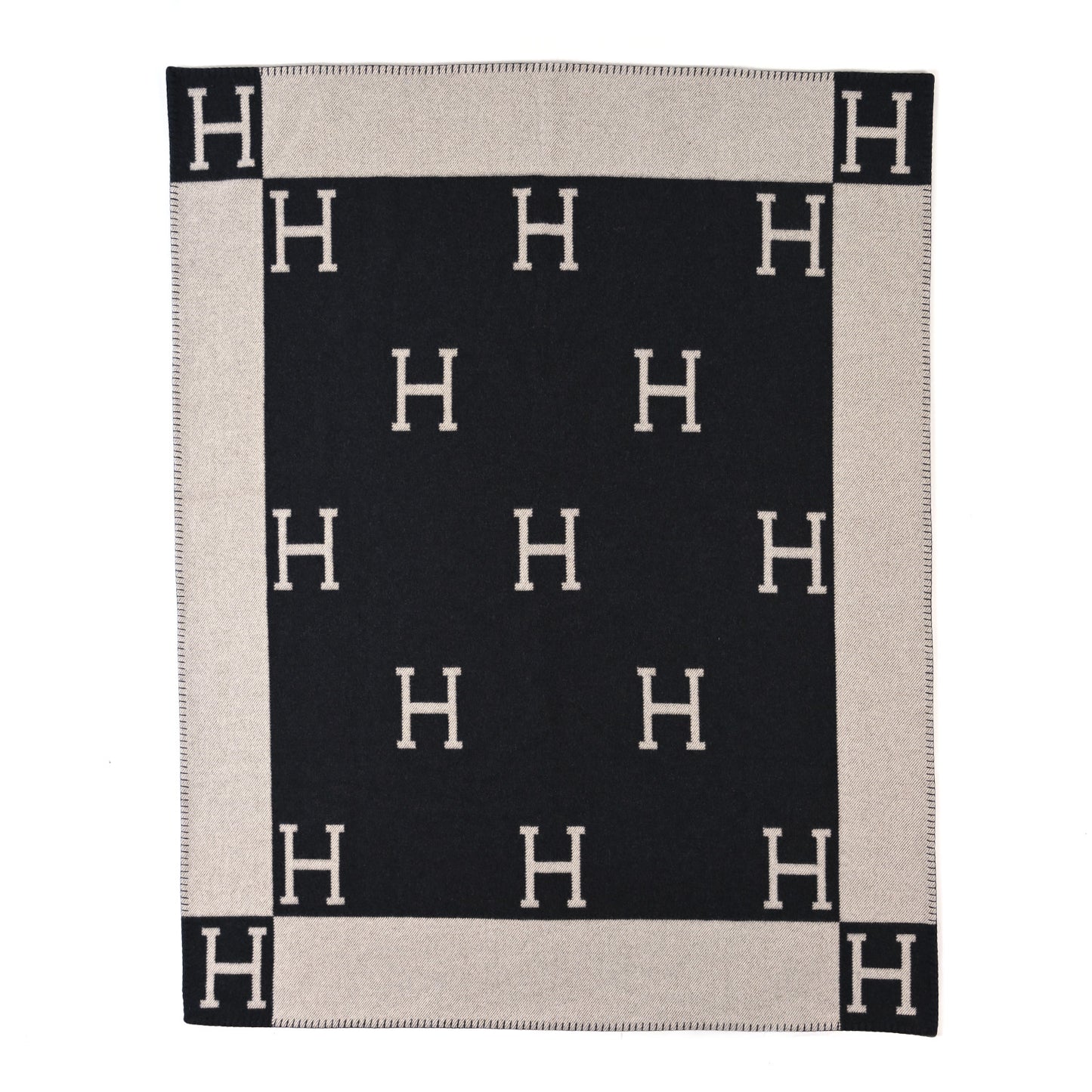 Wool Cashmere Signature Avalon Blanket Ecru Gris Fonce