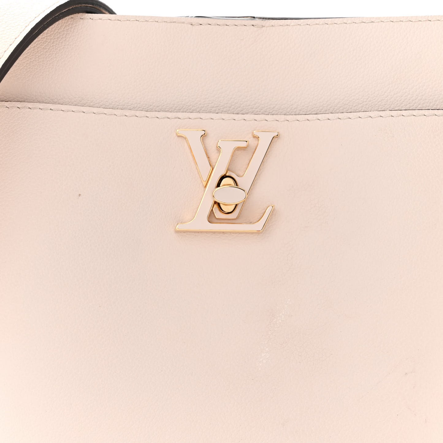 Grained Calfskin Lock and Walk Bucket Quartz
