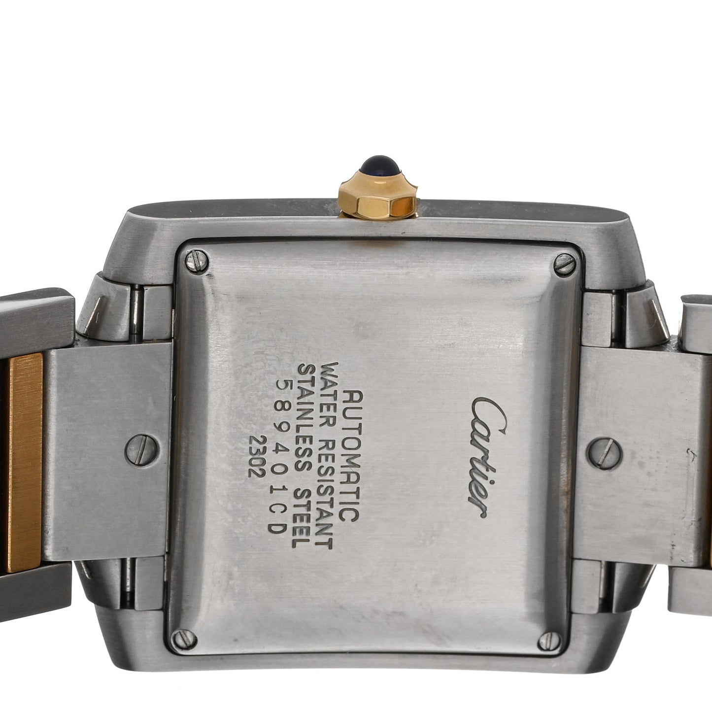 Stainless Steel 18K Yellow Gold 28mm Tank Francaise Automatic Watch