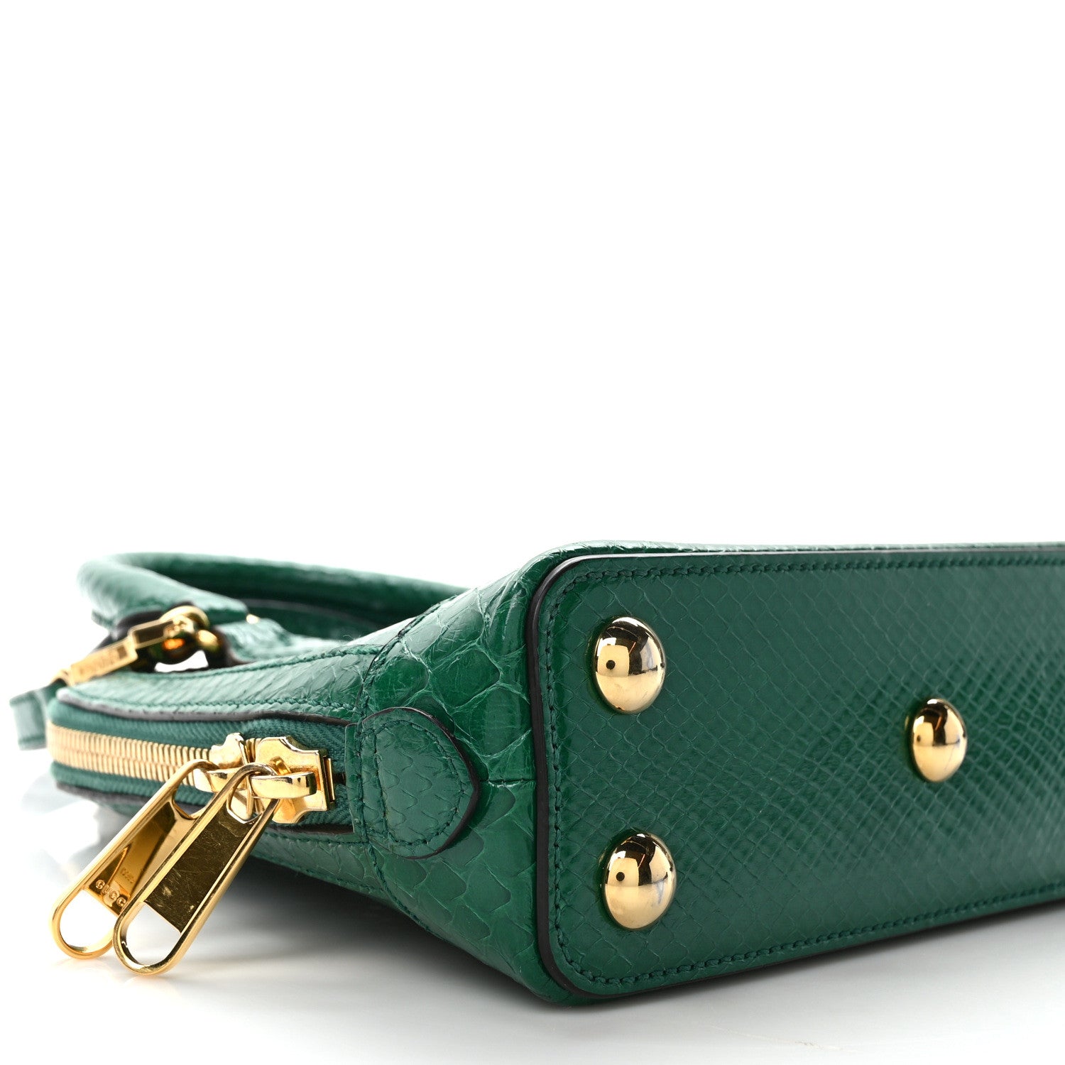 Gucci Shiny Snakeskin Mini Horsebit 1955 Top Handle Bag Emerald 8 of 10