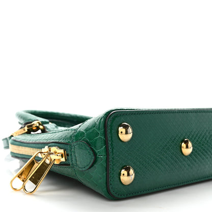Gucci Shiny Snakeskin Mini Horsebit 1955 Top Handle Bag Emerald 8 of 10