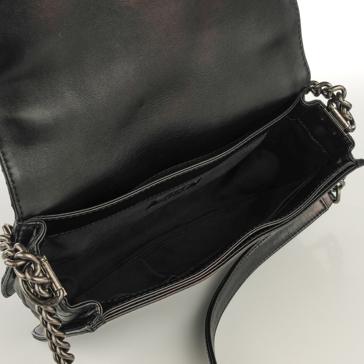 Calfskin Tweed Enchained Medium Boy Flap Black