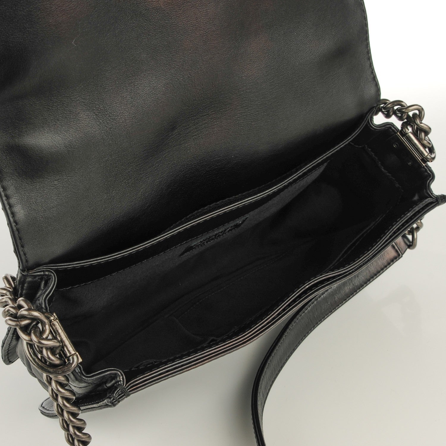 Chanel Calfskin Tweed Enchained Medium Boy Flap Black 5 of 8