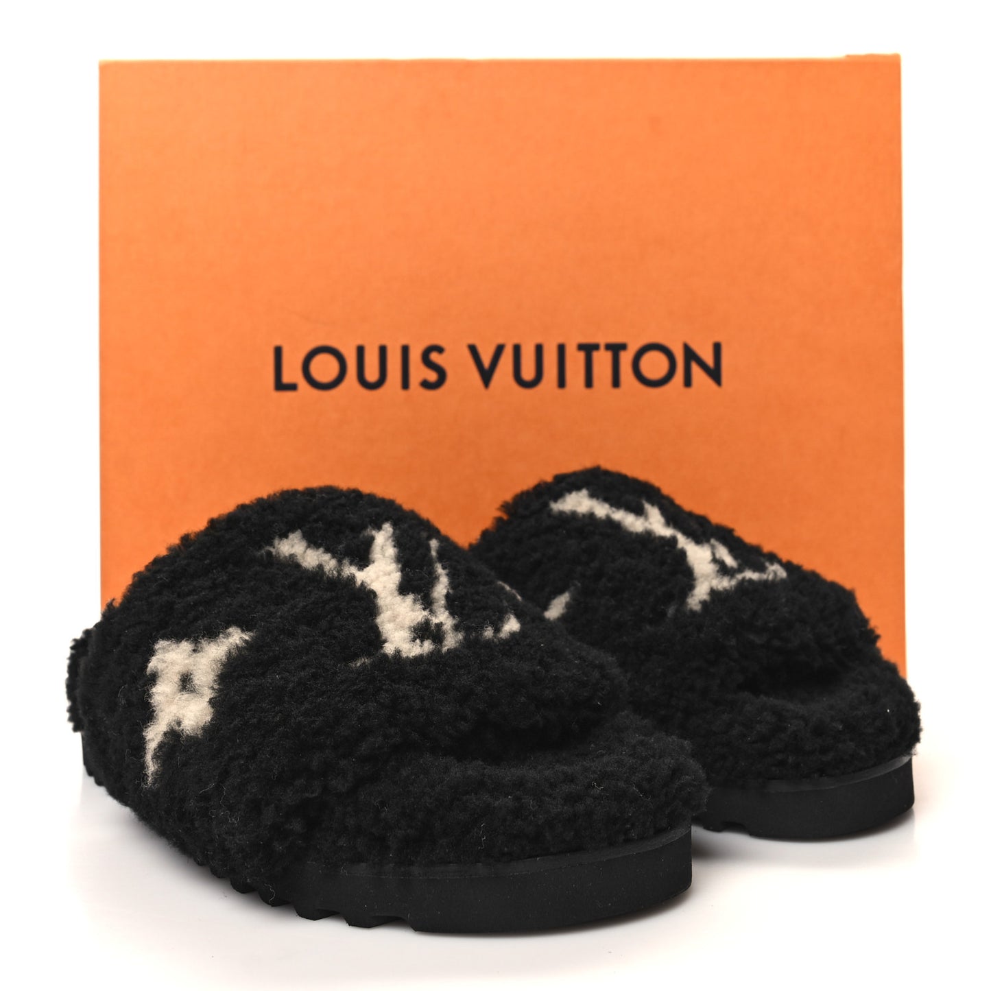 Shearling Monogram Giant Paseo Flat Comfort Mule 38 Black