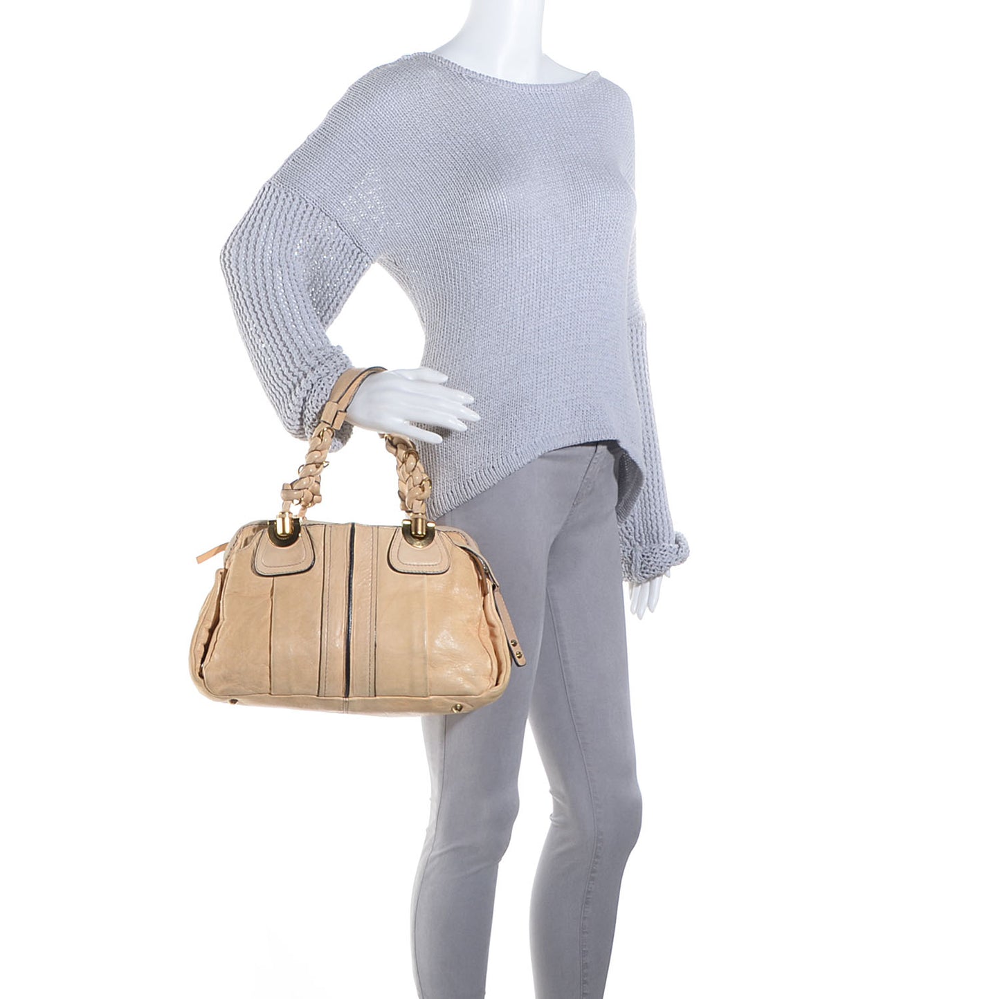Leather Heloise Satchel Beige