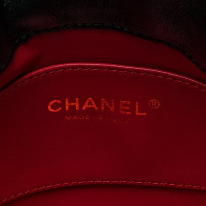 Chanel Lambskin Enamel Quilted Pending CC Bucket Drawstring Bag Black 6 of 10