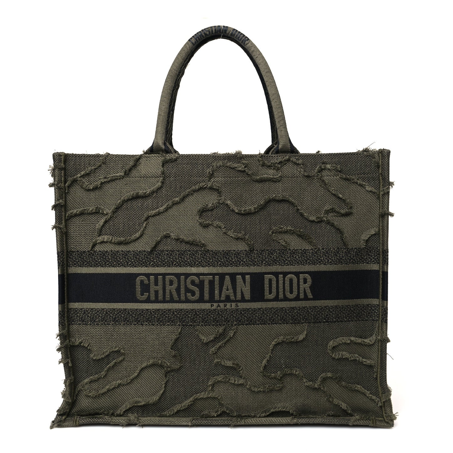 Canvas Embroidered Camouflage Book Tote Green