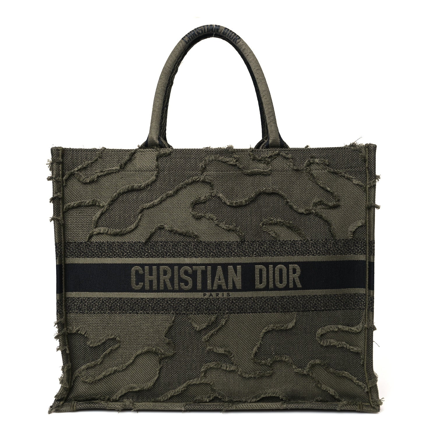 Christian Dior Canvas Embroidered Camouflage Book Tote Green 1 of 10
